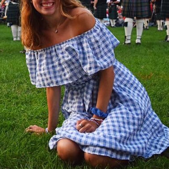 Anthropologie Dresses & Skirts - Anthropologie gingham off the shoulder dress